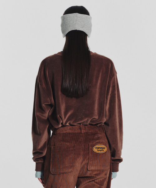 MENASOO(ミナス)の「Applique Velour Sweatshirt_Brown(スウェット・レディース・ブラウン・F)」の3枚目の写真