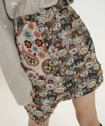 ジャカードスカート [ベージュ_ベア+フラワー]