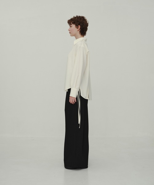 パンツ 1 Wide Tapered Trousers stripe Lame stripe wide straight pants / ラメストライプワイドストレート