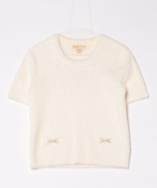 MICHAEL KORS(マイケルコース)の「フェザー テクスチャー クルーネック(ニット/セーター・レディース・アイボリー系・XS/S/M/L/XL)」の1枚目の写真