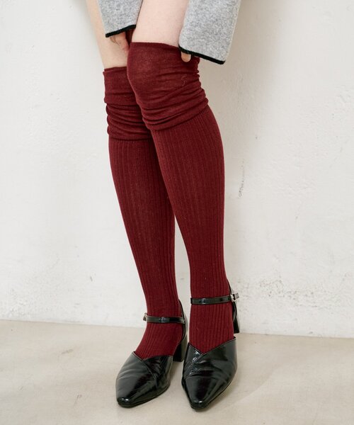 Kastane(カスタネ)の「リブ2WAYハイソックス(ソックス/靴下・レディース・バーガンディー/ダークブラウン・FREE)」の11枚目の写真