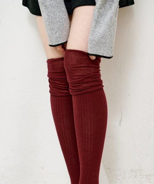 Kastane(カスタネ)の「リブ2WAYハイソックス(ソックス/靴下・レディース・バーガンディー/ダークブラウン・FREE)」の12枚目の写真