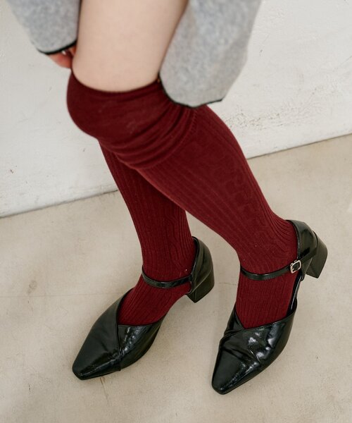 Kastane(カスタネ)の「リブ2WAYハイソックス(ソックス/靴下・レディース・バーガンディー/ダークブラウン・FREE)」の13枚目の写真