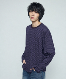 BALLUTE（バリュート）の「DUSTY STRIPE LONG SLEEVE (PURPLE)（Tシャツ/カットソー）」