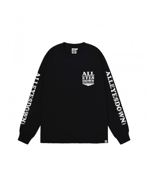 ALL EYES DOWN(オール アイズ ダウン)の「CRACK LOGO LONG SLEEVE(Black)(Tシャツ/カットソー・レディース・その他・LARGE/X-LARGE/XX-LARGE)」の1枚目の写真