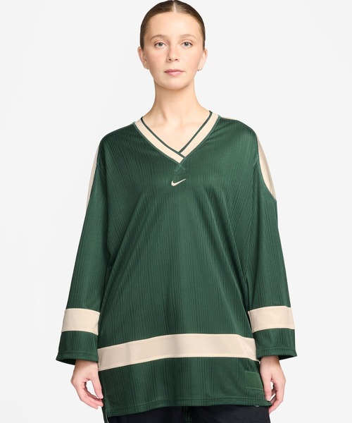NIKE(ナイキ)の「NIKE AS W NSW JERSEY TUNIC MOD / ナイキ ウィメンズ NSW ジャージー チュニック モッド 【SP】(ジャージ・レディース・ブラック/グリーン・S/L/M)」の6枚目の写真