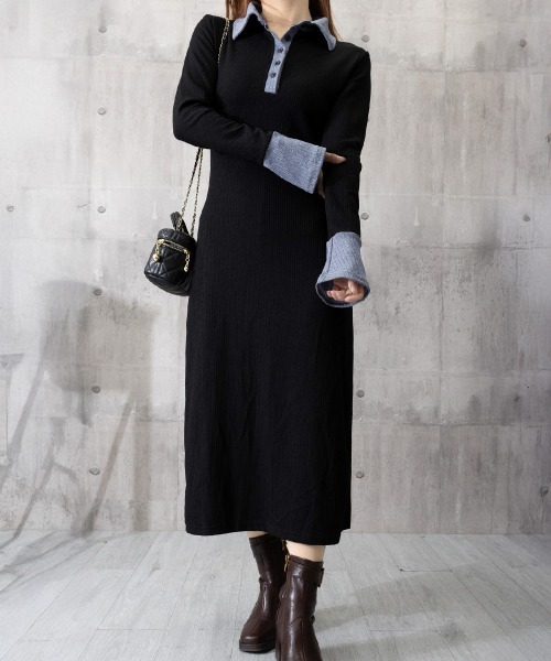 Miniministore(ミニミニストア)の「ポロ衿ロングワンピースハーフボタンワンピ(ワンピース・レディース・ブラック・L/M)」の13枚目の写真