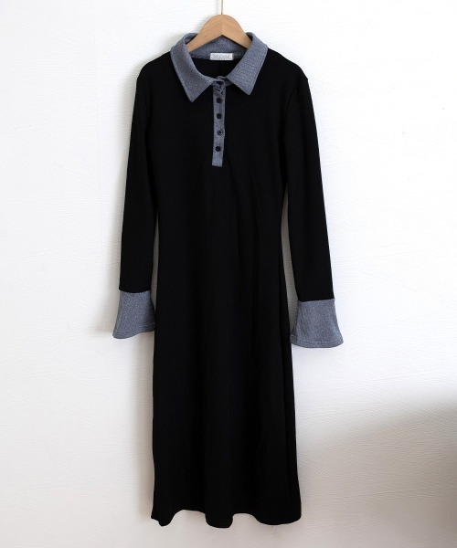 Miniministore(ミニミニストア)の「ポロ衿ロングワンピースハーフボタンワンピ(ワンピース・レディース・ブラック・L/M)」の17枚目の写真