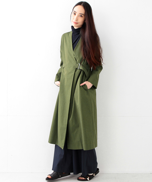 Ray BEAMS（レイビームス）の「RBS / ベルテッド ラップコート（その他アウター・レディース・ベージュ/オリーブ・0/1）」の8枚目の写真
