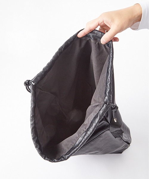 UNION STATION（ユニオンステーション）の「ドローストリングショルダーバッグ（ショルダーバッグ・メンズ・ブラック・FREE）」の4枚目の写真