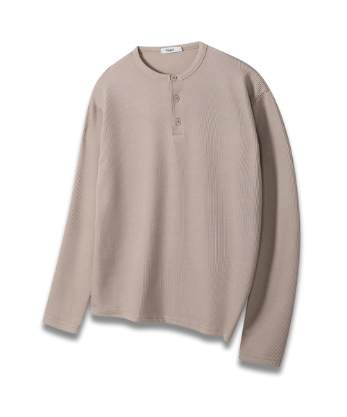 POLYGRAM(ポリグラム)の「リブセミクロップヘンリーネックロングスリーブ - 5COLOR(Tシャツ/カットソー・レディース・ブラック/ブラウン/アイボリー/サンドベージュ/チャコール・MEDIUM/LARGE/X-LARGE)」の5枚目の写真