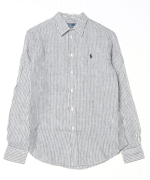 POLO RALPH LAUREN(ポロ ラルフ ローレン)の「クラシック フィット ストライプド リネン シャツ(シャツ/ブラウス・レディース・ブラック系1・XXS/XS/S/M/L)」の6枚目の写真