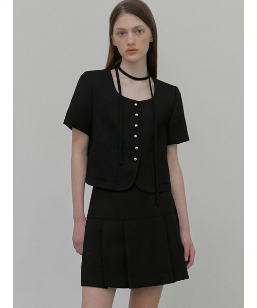ETMON(エトモン)の「Button Strap Tweed Jacket Black(テーラードジャケット・レディース・その他・S/M)」の2枚目の写真