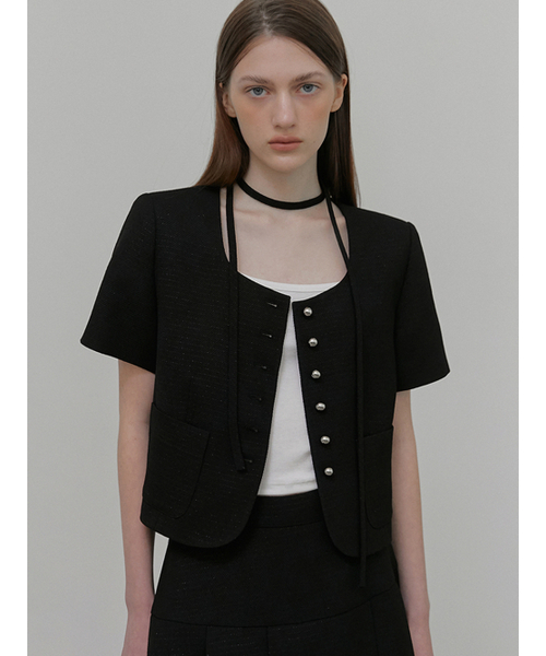 ETMON(エトモン)の「Button Strap Tweed Jacket Black(テーラードジャケット・レディース・その他・S/M)」の4枚目の写真