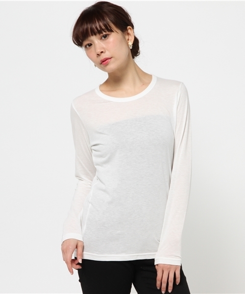 BEAMS LIGHTS Women's（ビームスライツ ウィメンズ）の「BEAMS LIGHTS / ベーシック　ロングスリーブシャツ（Tシャツ/カットソー・レディース・オフホワイト/グレー/ブラック・ONE SIZE）」の2枚目の写真