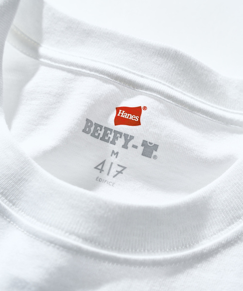 417 EDIFICE（フォーワンセブンエディフィス）の「HANES / ヘインズ 417別注 BEEFY-T / ビーフィーTシャツ（Tシャツ/カットソー・メンズ・ネイビー/ブラウン/ホワイト/ブラック・X-LARGE/LARGE/MEDIUM/SMALL）」の9枚目の写真
