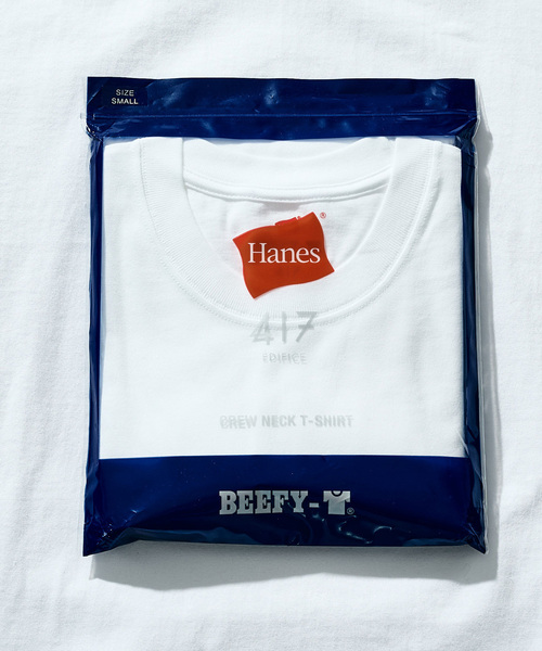 417 EDIFICE（フォーワンセブンエディフィス）の「HANES / ヘインズ 417別注 BEEFY-T / ビーフィーTシャツ（Tシャツ/カットソー・メンズ・ネイビー/ブラウン/ホワイト/ブラック・X-LARGE/LARGE/MEDIUM/SMALL）」の14枚目の写真