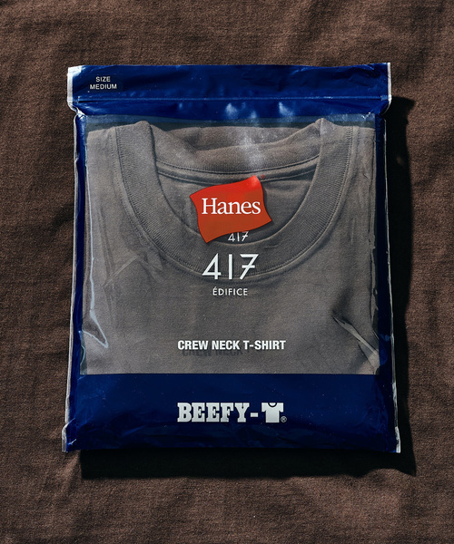 417 EDIFICE（フォーワンセブンエディフィス）の「HANES / ヘインズ 417別注 BEEFY-T / ビーフィーTシャツ（Tシャツ/カットソー・メンズ・ネイビー/ブラウン/ホワイト/ブラック・X-LARGE/LARGE/MEDIUM/SMALL）」の15枚目の写真