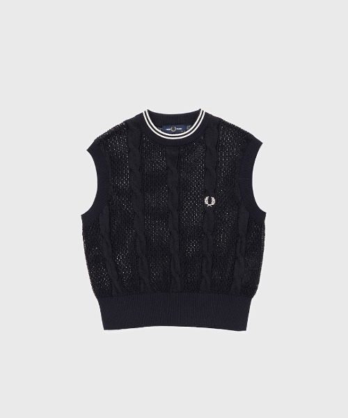 FRED PERRY（フレッドペリー）の「Mesh Cable Knit Tank／メッシュケーブルニットタンクトップ（ニット/セーター・レディース・ネイビー・10）」の15枚目の写真