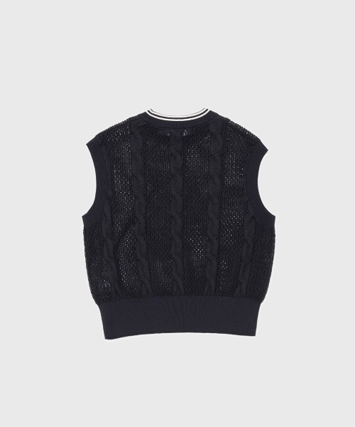 FRED PERRY（フレッドペリー）の「Mesh Cable Knit Tank／メッシュケーブルニットタンクトップ（ニット/セーター・レディース・ネイビー・10）」の16枚目の写真