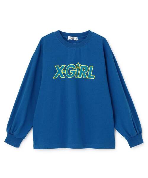 X-girl Stages(エックスガールステージス)の「X-girlロゴ長袖Tシャツ(Tシャツ/カットソー・キッズ・ブルー/ピンク/ブラック・110cm/100cm/90cm/80cm/140cm/130cm/120cm)」の3枚目の写真