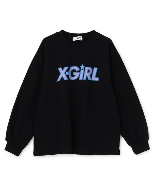 X-girl Stages(エックスガールステージス)の「X-girlロゴ長袖Tシャツ(Tシャツ/カットソー・キッズ・ブルー/ピンク/ブラック・110cm/100cm/90cm/80cm/140cm/130cm/120cm)」の2枚目の写真
