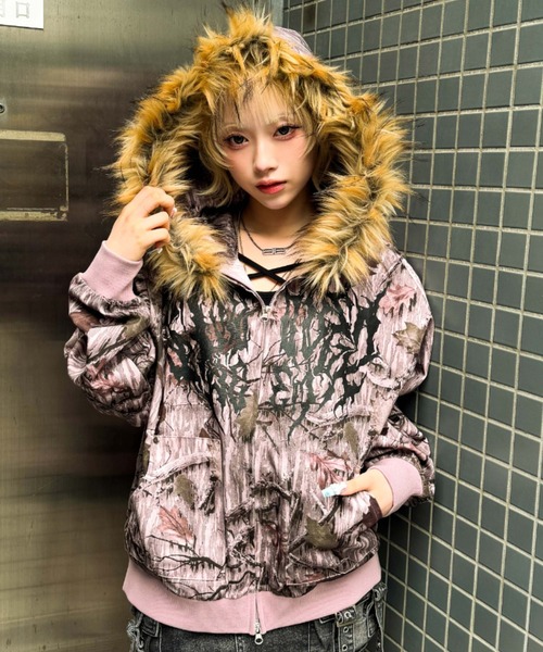 A'GEM/9 × .kom 『A'GEM/エージェム』 迷彩ファー付ジップパーカー A