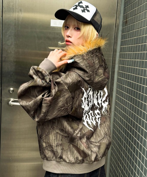 A'GEM/9 × .kom 『A'GEM/エージェム』 迷彩ファー付ジップパーカー A