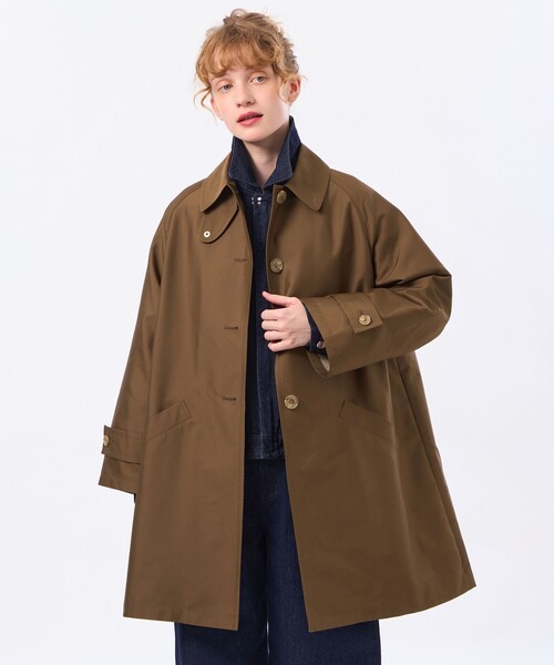 MACKINTOSH PHILOSOPHY（ﾏｯｷﾝﾄｯｼｭ ﾌｨﾛｿﾌｨｰ）の「【WELBURY(ウェルベリー)】ダブルクロス製（ステンカラーコート・レディース・ブラウン系その他4/グリーン/ベージュ/ダークネイビー・38/36）」の2枚目の写真
