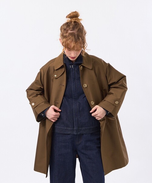 MACKINTOSH PHILOSOPHY（ﾏｯｷﾝﾄｯｼｭ ﾌｨﾛｿﾌｨｰ）の「【WELBURY(ウェルベリー)】ダブルクロス製（ステンカラーコート・レディース・ブラウン系その他4/グリーン/ベージュ/ダークネイビー・38/36）」の11枚目の写真