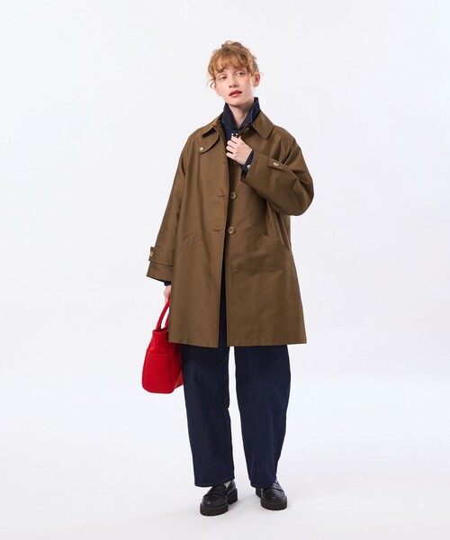 MACKINTOSH PHILOSOPHY（ﾏｯｷﾝﾄｯｼｭ ﾌｨﾛｿﾌｨｰ）の「【WELBURY(ウェルベリー)】ダブルクロス製（ステンカラーコート・レディース・ブラウン系その他4/グリーン/ベージュ/ダークネイビー・38/36）」の8枚目の写真