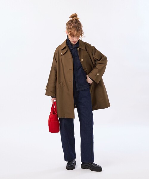 MACKINTOSH PHILOSOPHY（ﾏｯｷﾝﾄｯｼｭ ﾌｨﾛｿﾌｨｰ）の「【WELBURY(ウェルベリー)】ダブルクロス製（ステンカラーコート・レディース・ブラウン系その他4/グリーン/ベージュ/ダークネイビー・38/36）」の7枚目の写真