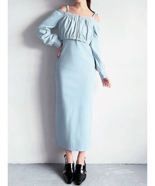 RESEXXY(リゼクシー)の「アンサンブルフーディワンピース(ワンピース・レディース・ブラック/ブルー/ホワイト/ライトグレー・SMALL/MEDIUM)」の1枚目の写真