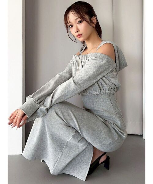 RESEXXY(リゼクシー)の「アンサンブルフーディワンピース(ワンピース・レディース・ブラック/ブルー/ホワイト/ライトグレー・SMALL/MEDIUM)」の7枚目の写真