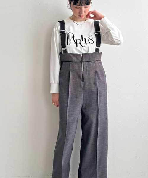 LHELBIE(レルビエ)の「【セレモニー】ブッチャーサロペット(サロペット/オーバーオール・レディース・チャコールグレー/グレイッシュベージュ/ライトグレー・M)」の2枚目の写真