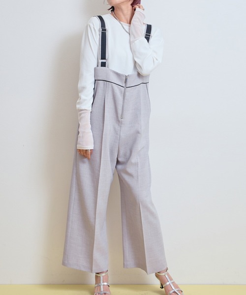 LHELBIE(レルビエ)の「【セレモニー】ブッチャーサロペット(サロペット/オーバーオール・レディース・チャコールグレー/グレイッシュベージュ/ライトグレー・M)」の3枚目の写真