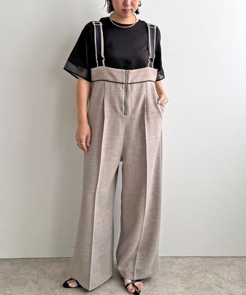 LHELBIE(レルビエ)の「【セレモニー】ブッチャーサロペット(サロペット/オーバーオール・レディース・チャコールグレー/グレイッシュベージュ/ライトグレー・M)」の7枚目の写真
