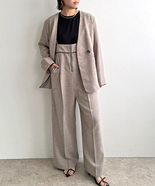 LHELBIE(レルビエ)の「【セレモニー】ブッチャーサロペット(サロペット/オーバーオール・レディース・チャコールグレー/グレイッシュベージュ/ライトグレー・M)」の8枚目の写真