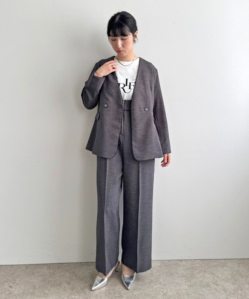 LHELBIE(レルビエ)の「【セレモニー】ブッチャーサロペット(サロペット/オーバーオール・レディース・チャコールグレー/グレイッシュベージュ/ライトグレー・M)」の14枚目の写真