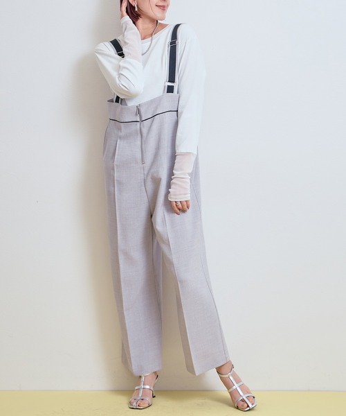 LHELBIE(レルビエ)の「【セレモニー】ブッチャーサロペット(サロペット/オーバーオール・レディース・チャコールグレー/グレイッシュベージュ/ライトグレー・M)」の4枚目の写真
