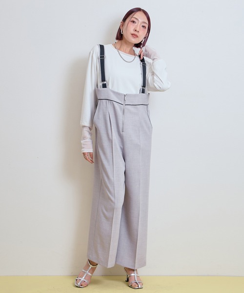 LHELBIE(レルビエ)の「【セレモニー】ブッチャーサロペット(サロペット/オーバーオール・レディース・チャコールグレー/グレイッシュベージュ/ライトグレー・M)」の5枚目の写真