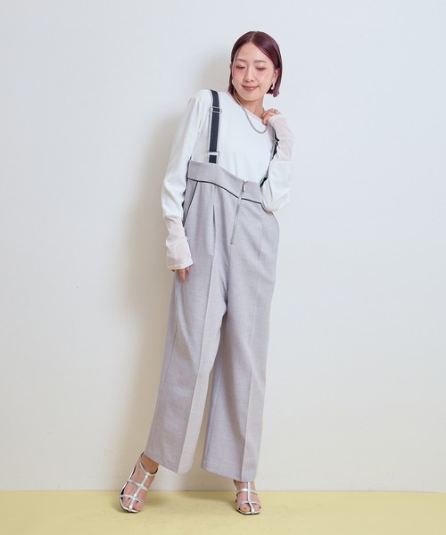 LHELBIE(レルビエ)の「【セレモニー】ブッチャーサロペット(サロペット/オーバーオール・レディース・チャコールグレー/グレイッシュベージュ/ライトグレー・M)」の9枚目の写真