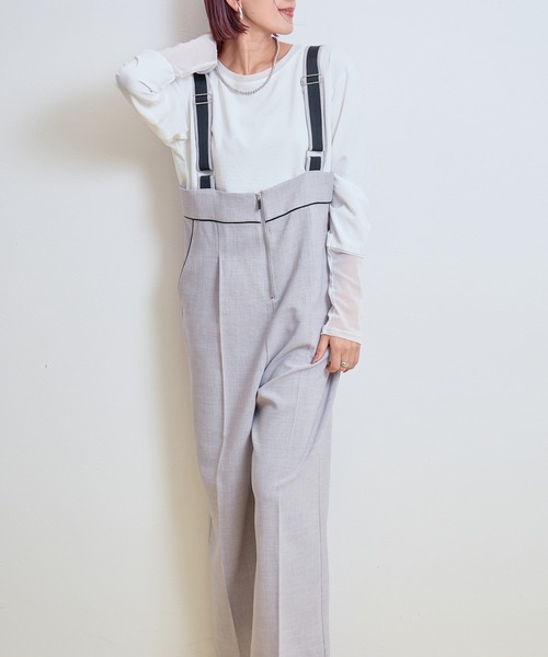 LHELBIE(レルビエ)の「【セレモニー】ブッチャーサロペット(サロペット/オーバーオール・レディース・チャコールグレー/グレイッシュベージュ/ライトグレー・M)」の6枚目の写真