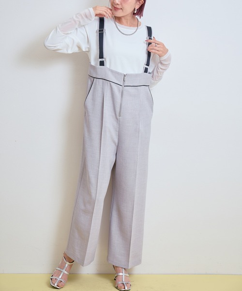 LHELBIE(レルビエ)の「【セレモニー】ブッチャーサロペット(サロペット/オーバーオール・レディース・チャコールグレー/グレイッシュベージュ/ライトグレー・M)」の17枚目の写真