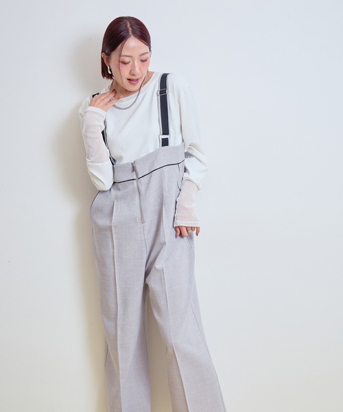 LHELBIE(レルビエ)の「【セレモニー】ブッチャーサロペット(サロペット/オーバーオール・レディース・チャコールグレー/グレイッシュベージュ/ライトグレー・M)」の18枚目の写真