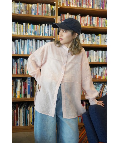 gossara（ゴサラ）の「胸切替バンドカラーSH（シャツ/ブラウス・レディース・ブラック/ベージュ/ピンク・FREE）」の3枚目の写真