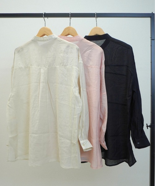 gossara（ゴサラ）の「胸切替バンドカラーSH（シャツ/ブラウス・レディース・ブラック/ベージュ/ピンク・FREE）」の5枚目の写真