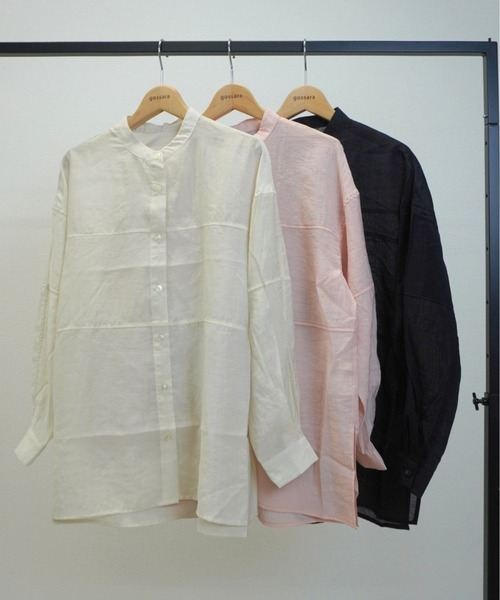 gossara（ゴサラ）の「胸切替バンドカラーSH（シャツ/ブラウス・レディース・ブラック/ベージュ/ピンク・FREE）」の4枚目の写真