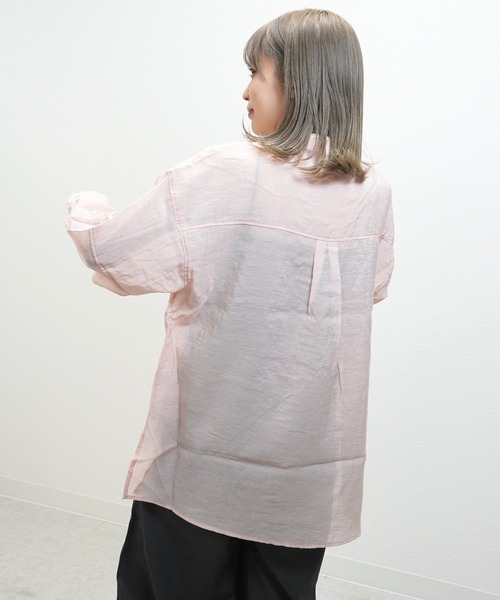 gossara（ゴサラ）の「胸切替バンドカラーSH（シャツ/ブラウス・レディース・ブラック/ベージュ/ピンク・FREE）」の8枚目の写真