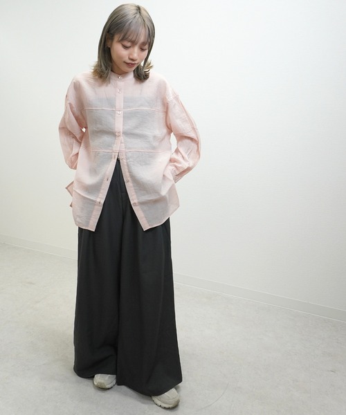 gossara（ゴサラ）の「胸切替バンドカラーSH（シャツ/ブラウス・レディース・ブラック/ベージュ/ピンク・FREE）」の10枚目の写真